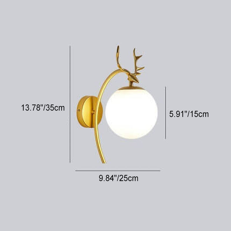 Frendorf | Antleon Nordic Wandleuchte | Luxuriöses Geweih-Design | Glaslampenschirm | Elegante Wandbeleuchtung