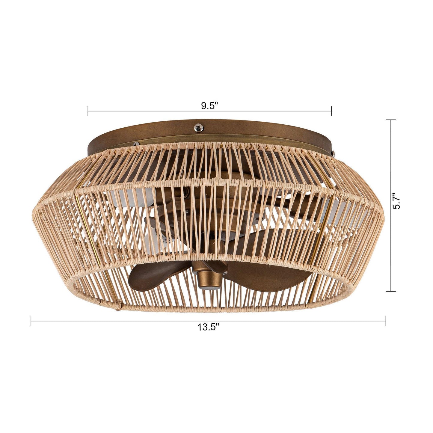 14" Farmhouse DC Motor Flush Mount Umkehrbarer Eisen-Deckenventilator mit LED-Beleuchtung und Fernbedienung