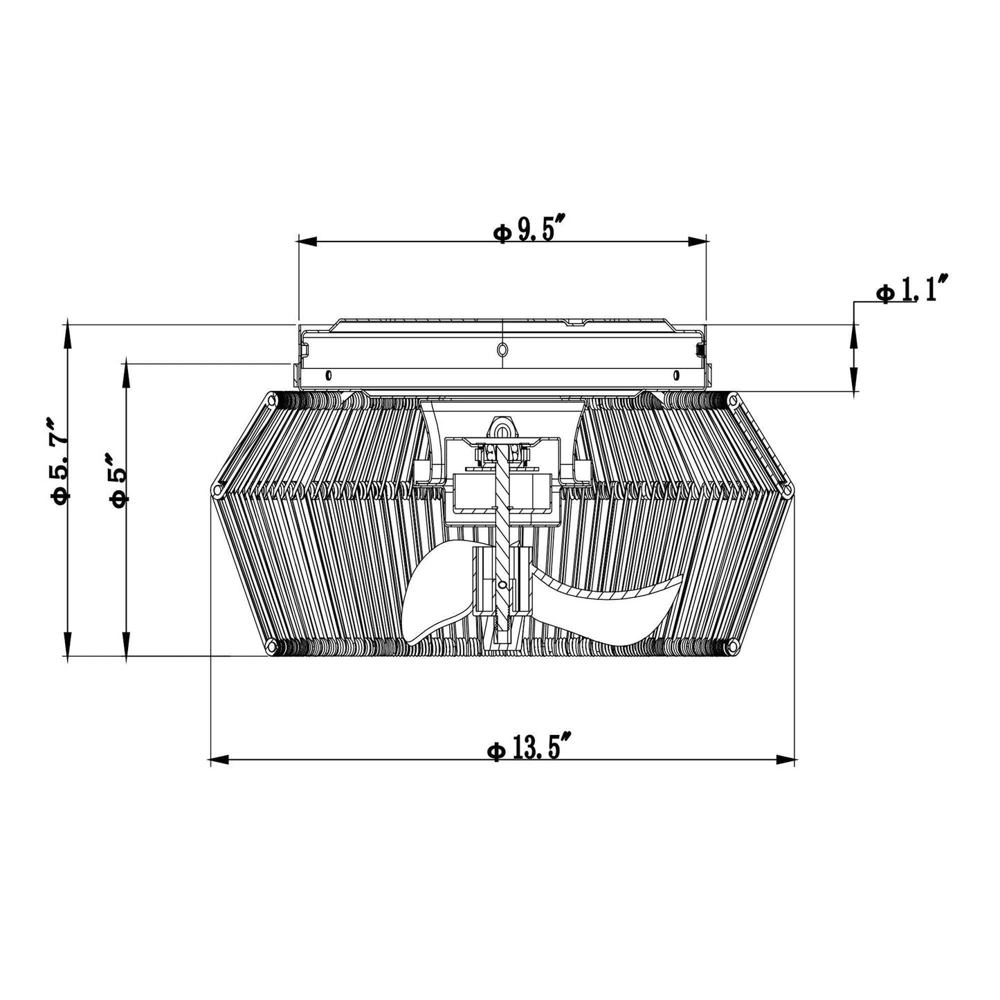 14" Farmhouse DC Motor Flush Mount Umkehrbarer Eisen-Deckenventilator mit LED-Beleuchtung und Fernbedienung
