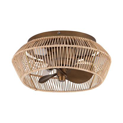 14" Farmhouse DC Motor Flush Mount Umkehrbarer Eisen-Deckenventilator mit LED-Beleuchtung und Fernbedienung