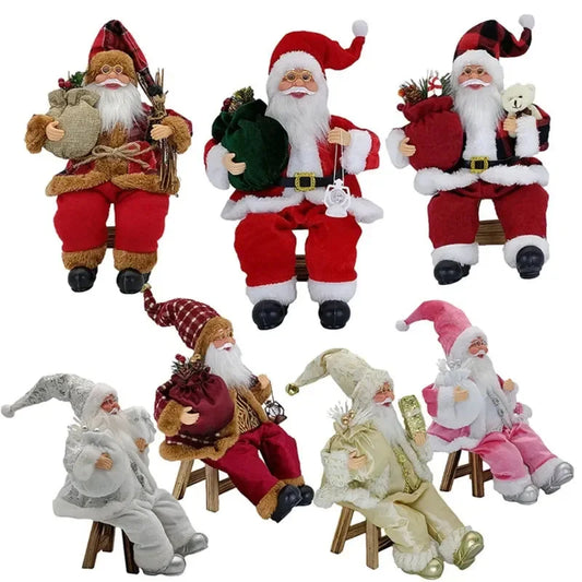 14'' Sitzender Weihnachtsmann Figuren Weihnachtsfiguren Dekorationen Hängende Weihnachtsbaum Ornamente Weihnachtsmann Puppe Spielzeug Sammlerstück 69HF