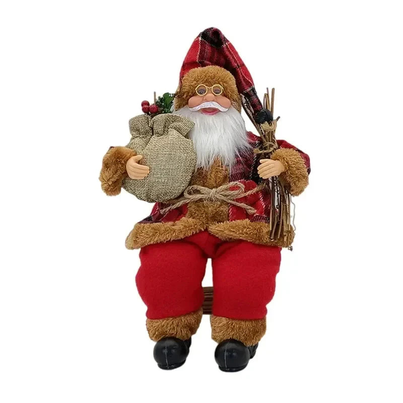 14'' Sitzender Weihnachtsmann Figuren Weihnachtsfiguren Dekorationen Hängende Weihnachtsbaum Ornamente Weihnachtsmann Puppe Spielzeug Sammlerstück 69HF