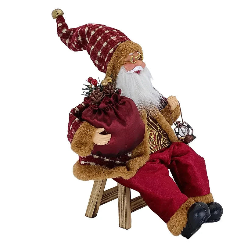 14'' Sitzender Weihnachtsmann Figuren Weihnachtsfiguren Dekorationen Hängende Weihnachtsbaum Ornamente Weihnachtsmann Puppe Spielzeug Sammlerstück 69HF