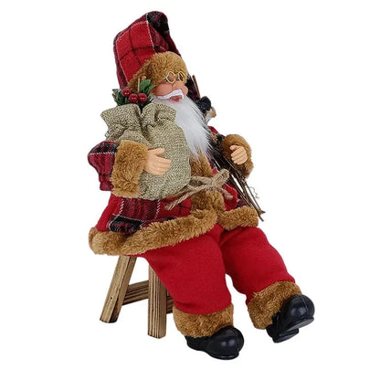 14'' Sitzender Weihnachtsmann Figuren Weihnachtsfiguren Dekorationen Hängende Weihnachtsbaum Ornamente Weihnachtsmann Puppe Spielzeug Sammlerstück 69HF