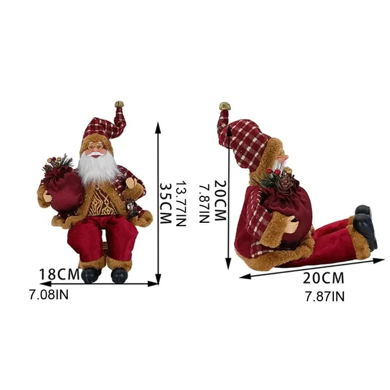 14'' Sitzender Weihnachtsmann Figuren Weihnachtsfiguren Dekorationen Hängende Weihnachtsbaum Ornamente Weihnachtsmann Puppe Spielzeug Sammlerstück 69HF