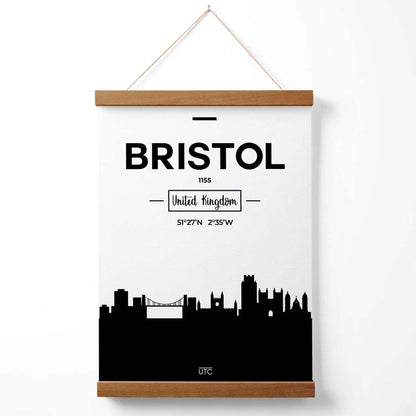 Bristol Schwarz-Weiße Stadt-Skyline-Plakat mit Aufhängung