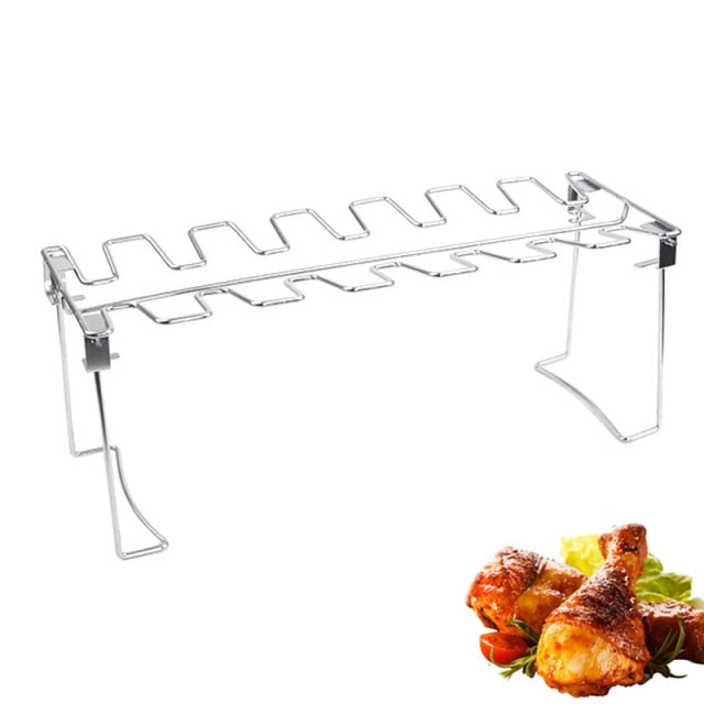 Frendorf | 14 Slots Edelstahl Grill Drumsticks Halter Smoker Ständer