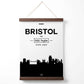 Bristol Schwarz-Weiße Stadt-Skyline-Plakat mit Aufhängung