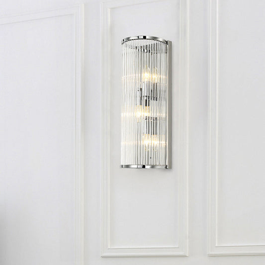 Frendorf | 3 Köpfe Halbzylinder Flush Wand Sconce Zeitgenössisch Klar Kristallrohrschirm Wandmontierte Leuchte