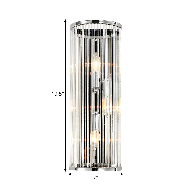 Frendorf | 3 Köpfe Halbzylinder Flush Wand Sconce Zeitgenössisch Klar Kristallrohrschirm Wandmontierte Leuchte