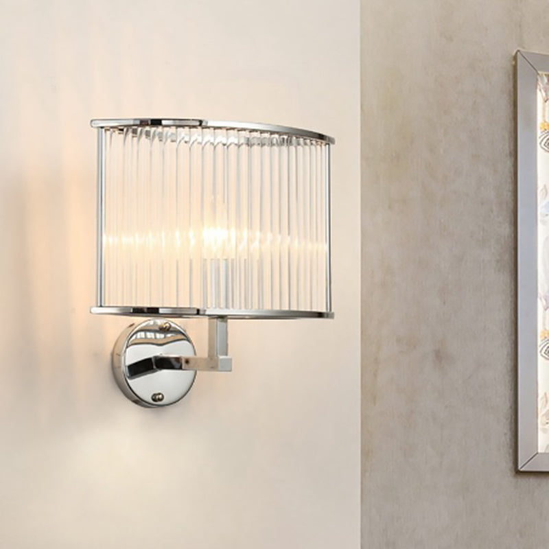 Frendorf | 1 Glühbirne Oblong Wandlampe Modern Silber Finish Klare Kristallröhre Schirm Wandleuchte Beleuchtung