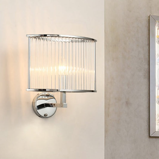 Frendorf | 1 Glühbirne Oblong Wandlampe Modern Silber Finish Klare Kristallröhre Schirm Wandleuchte Beleuchtung