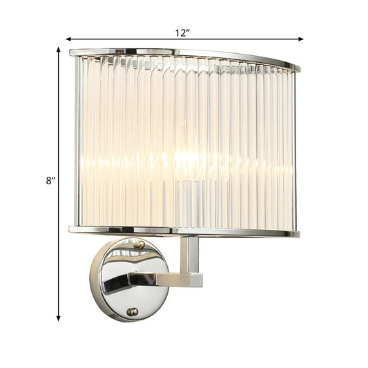 Frendorf | 1 Glühbirne Oblong Wandlampe Modern Silber Finish Klare Kristallröhre Schirm Wandleuchte Beleuchtung