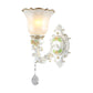 Frendorf | 1/2-Licht Glockenblume Wandleuchte Vintage Weiß Glas Wandmontage Leuchte mit Kristall Tropfen