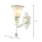 Frendorf | 1/2-Licht Glockenblume Wandleuchte Vintage Weiß Glas Wandmontage Leuchte mit Kristall Tropfen
