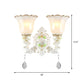 Frendorf | 1/2-Licht Glockenblume Wandleuchte Vintage Weiß Glas Wandmontage Leuchte mit Kristall Tropfen