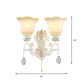 Frendorf | Witte Gehoekte Wandverlichting Traditionele Ivoor Glazen 1/2-Bulb Eetkamer Wandlamp Lichtarmatuur