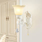 Frendorf | Witte Gehoekte Wandverlichting Traditionele Ivoor Glazen 1/2-Bulb Eetkamer Wandlamp Lichtarmatuur