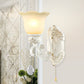 Frendorf | Witte Gehoekte Wandverlichting Traditionele Ivoor Glazen 1/2-Bulb Eetkamer Wandlamp Lichtarmatuur