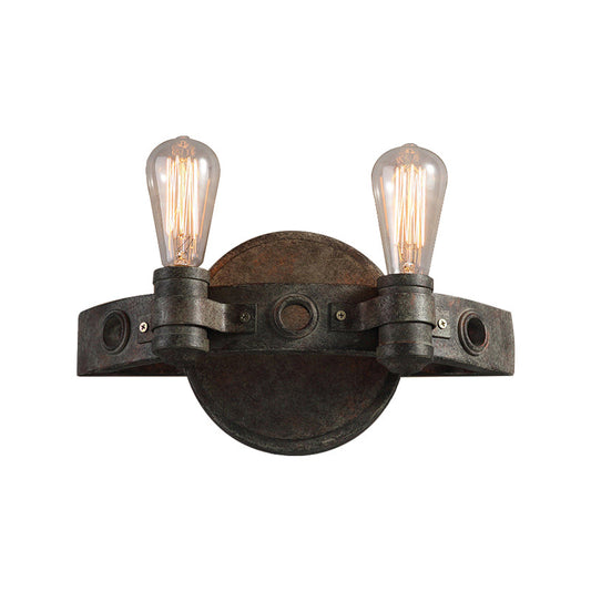 Frendorf | Gegoten ijzeren roest wandverlichting blootgestelde gloeilamp 2 lichten boerderij stijl wandlamp voor restaurant