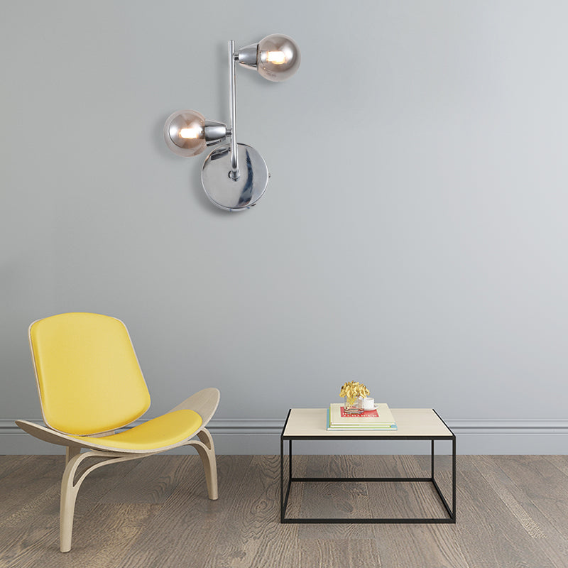 Frendorf | Ball-förmige Glas-Wandlampe Vintage-Stil 2/4 Lichter Wohnzimmer Wandmontage Licht in verchromter Ausführung