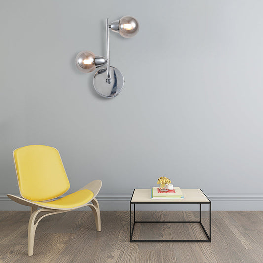 Frendorf | Ball-förmige Glas-Wandlampe Vintage-Stil 2/4 Lichter Wohnzimmer Wandmontage Licht in verchromter Ausführung