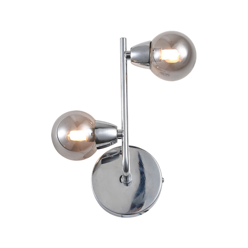Frendorf | Ball-förmige Glas-Wandlampe Vintage-Stil 2/4 Lichter Wohnzimmer Wandmontage Licht in verchromter Ausführung