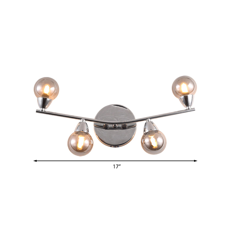 Frendorf | Ball-förmige Glas-Wandlampe Vintage-Stil 2/4 Lichter Wohnzimmer Wandmontage Licht in verchromter Ausführung