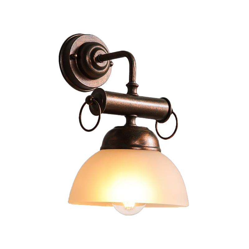 Frendorf | Rust One Light Wandleuchte Rustikales Opalglas-Dombeleuchtung für Esszimmer