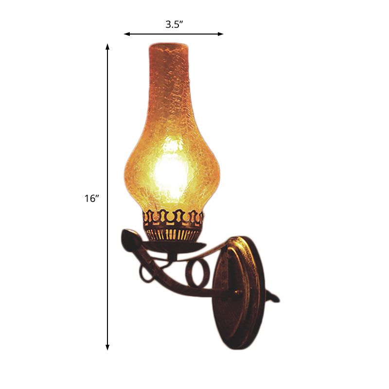 Frendorf | Ein Licht Wandleuchte Licht Industrie Crackle Glas Vase Form Beleuchtung Vorrichtung in Gelb, 3.5"/5"/14.5" Breit