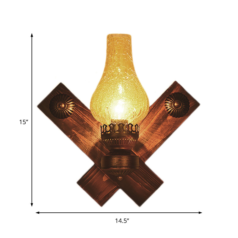 Frendorf | Ein Licht Wandleuchte Licht Industrie Crackle Glas Vase Form Beleuchtung Vorrichtung in Gelb, 3.5"/5"/14.5" Breit