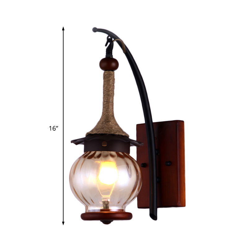 Frendorf | Amber Gekrabbelde Glazen Lantern Wandlamp Rustiek Enkel Licht Wandmontage voor Binnen