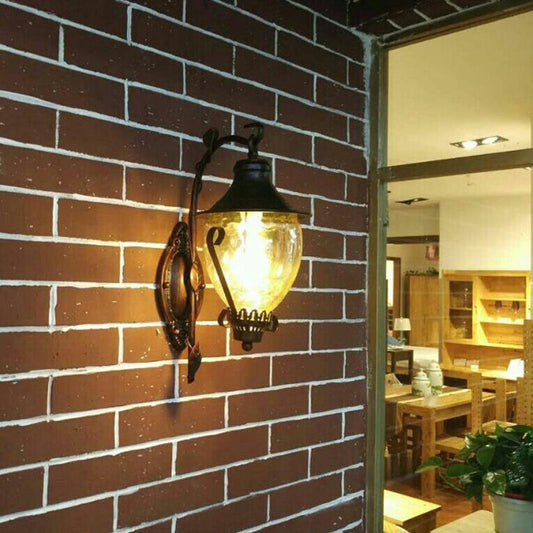 Frendorf | Gezwollen Glas Zwarte Wandlamp Eikel 1-Licht Industrieel Wandlamp Armatuur voor Woonkamer