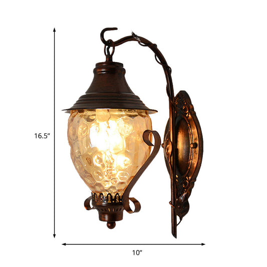 Frendorf | Gezwollen Glas Zwarte Wandlamp Eikel 1-Licht Industrieel Wandlamp Armatuur voor Woonkamer