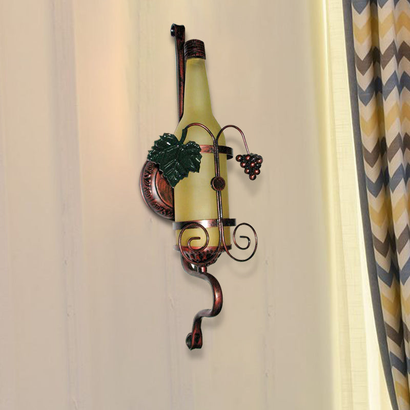 Frendorf | Vintage wijnfles wandlamp 1 licht glazen wandlamp in geel voor eetkamer