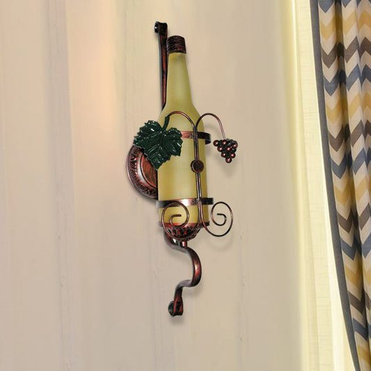 Frendorf | Vintage wijnfles wandlamp 1 licht glazen wandlamp in geel voor eetkamer