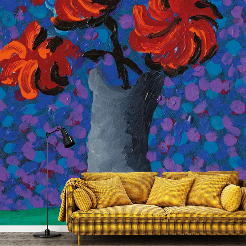 Frendorf | Bloem Stilleven Behang Muren Artistiek Niet-Geweven Materiaal Wanddecoratie in Rood-Blauw-Groen