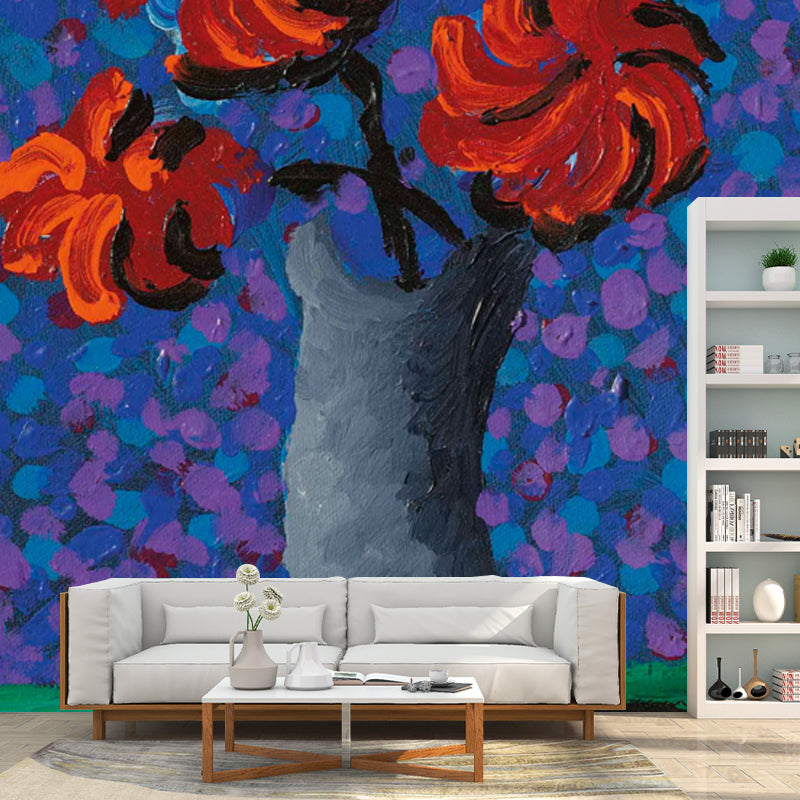 Frendorf | Bloem Stilleven Behang Muren Artistiek Niet-Geweven Materiaal Wanddecoratie in Rood-Blauw-Groen