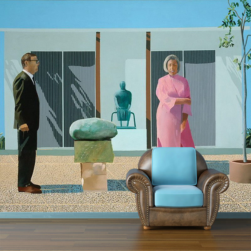 Frendorf | Roze-Blauw-Zwart Kunst Muurbehang Grote Partnerschilderij Wandbekleding voor Thuis