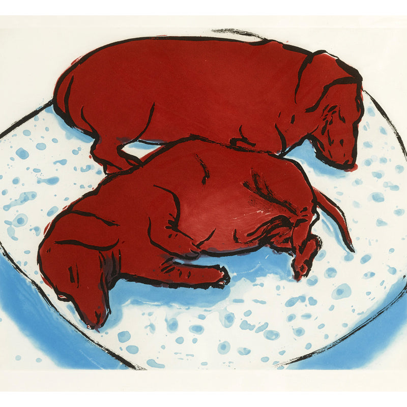 Frendorf | Ontspannen Honden Slaap Muurbehang voor Slaapkamer Dierenschilderij Wandkunst, Gepersonaliseerde Maat