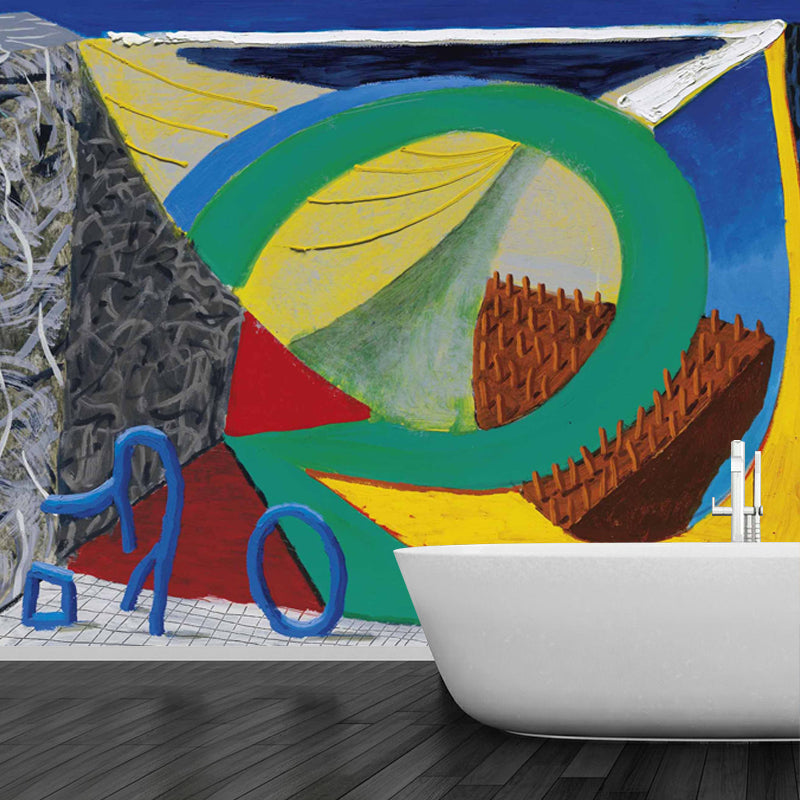 Frendorf | Pop Art Abstracte Behangmuur voor Thuis Galerij Aangepaste Wanddecoratie in Rood-Geel-Blauw-Groen