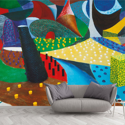 Frendorf | Pop Art Abstracte Behangmuur voor Thuis Galerij Aangepaste Wanddecoratie in Rood-Geel-Blauw-Groen