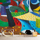 Frendorf | Pop Art Abstracte Behangmuur voor Thuis Galerij Aangepaste Wanddecoratie in Rood-Geel-Blauw-Groen