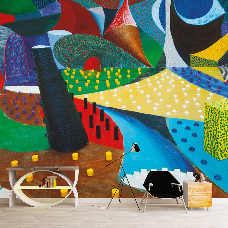 Frendorf | Pop Art Abstracte Behangmuur voor Thuis Galerij Aangepaste Wanddecoratie in Rood-Geel-Blauw-Groen