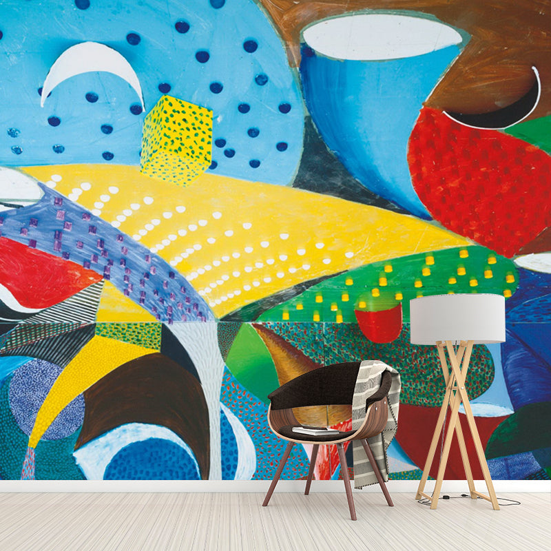 Frendorf | Pop Art Abstracte Behangmuur voor Thuis Galerij Aangepaste Wanddecoratie in Rood-Geel-Blauw-Groen