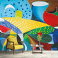 Frendorf | Pop Art Abstracte Behangmuur voor Thuis Galerij Aangepaste Wanddecoratie in Rood-Geel-Blauw-Groen