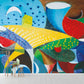 Frendorf | Pop Art Abstracte Behangmuur voor Thuis Galerij Aangepaste Wanddecoratie in Rood-Geel-Blauw-Groen