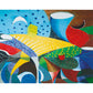 Frendorf | Pop Art Abstracte Behangmuur voor Thuis Galerij Aangepaste Wanddecoratie in Rood-Geel-Blauw-Groen