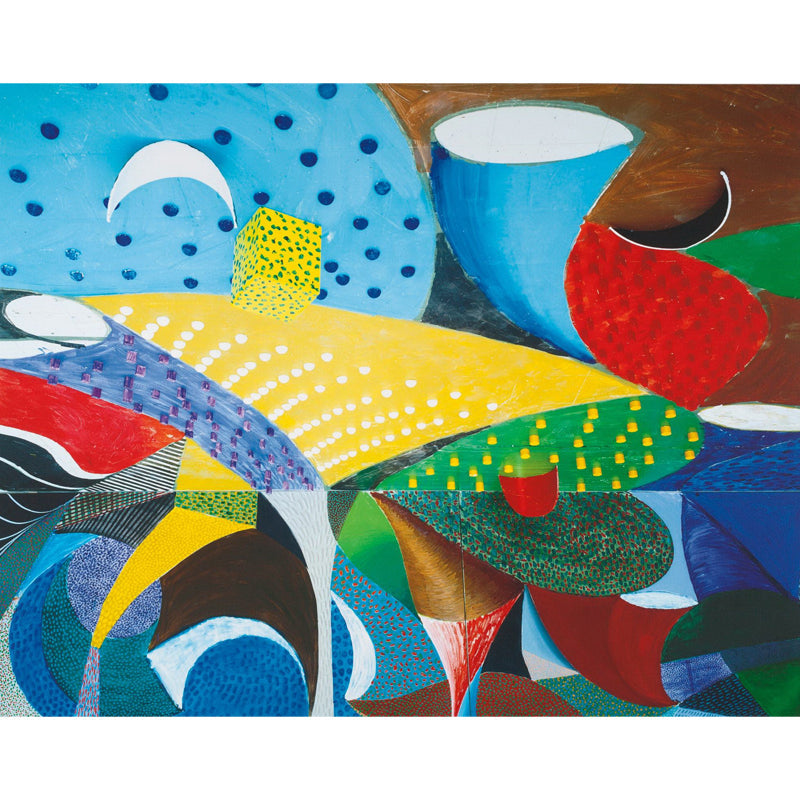 Frendorf | Pop Art Abstracte Behangmuur voor Thuis Galerij Aangepaste Wanddecoratie in Rood-Geel-Blauw-Groen