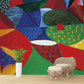 Frendorf | Pop Art Abstracte Behangmuur voor Thuis Galerij Aangepaste Wanddecoratie in Rood-Geel-Blauw-Groen